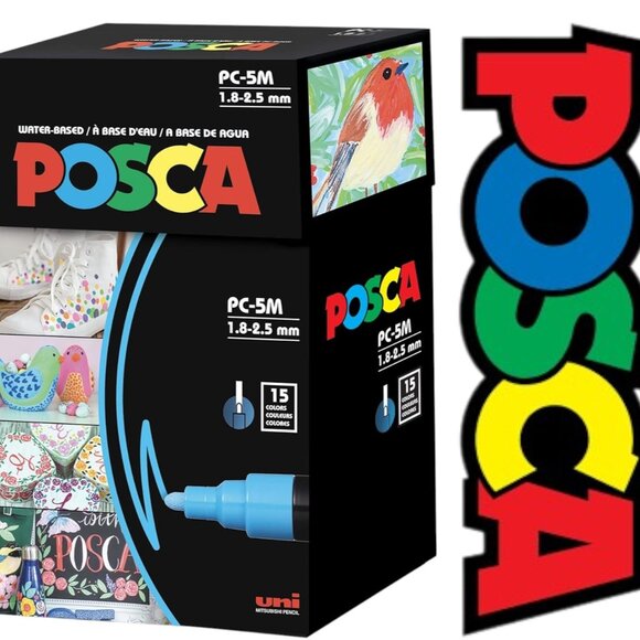 NEW 15 POSCA Paint Markers 5M Medium Tip Acrylic Paint Pens Art Supplies PC-5M 1 - Picture 3 of 16